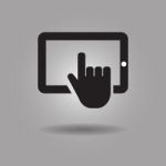 Hand Touching Tablet Screen Icon  Illustration Eps10 On Grey Background Stock Photo