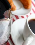 Brewed Coffee With Croissant Stock Photo