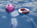 Piggy With Lifebuoy Shows Lifesaver And Investment Stock Photo