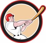 Baseball Player Batting Circle Cartoon Stock Photo