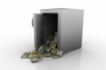 Steel Safe With Money Stock Photo