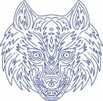 Grey Wolf Head Mono Line Stock Photo