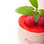 Fresh Raspberry Cake Mousse Dessert Stock Photo