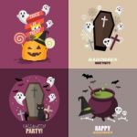 Collection Of Halloween Party Greeting Card Stock Photo