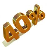 3d Gold 40 Forty Percent Discount Sign Stock Photo