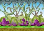 Cartoon  Landscape With Separated Layers For Game And Animation Stock Photo