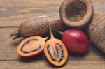 Tamarillo And Cassava Fruits Stock Photo