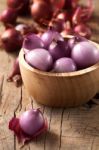 Shallots Still Life Wood Background Stock Photo