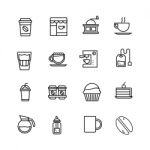 Coffee Shop  Icon Set On White Background Stock Photo