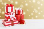 Christmas Gift Background Stock Photo