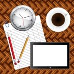 Notebook, Coffee And Office Supplies,business Theme Stock Photo