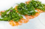 Fresh Salmon Carpaccio Stock Photo