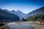 Panoramic View Of Beautiful Mountain Landscape Small Village  Stock Photo