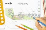 Parking Lot Garden Plan Stock Photo