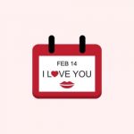  Love Valentine Day Calendar With I Love You And Mouth Stock Photo