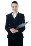 Young Businesswoman With Folder Stock Photo