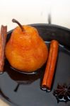 Poached Pears Delicious Home Made Recipe Stock Photo