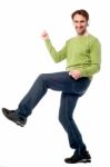 Handsome Casual Guy Dancing Stock Photo