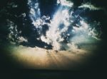 Vintage Rays Of Sun Cloudscape River Horizon Stock Photo