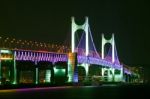 Gwangan Bridge And Haeundae At Night In Busan,korea Stock Photo