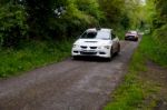 G. Lucey Driving Mitsubishi Evo Stock Photo