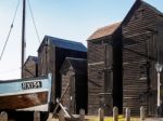 Fishermen's Sheds And Boat  In Hastings Stock Photo