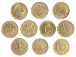 Uk One Pound Coins On White Stock Photo