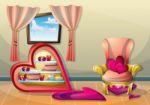 Cartoon  Illustration Interior Valentine Room With Separated Layers Stock Photo