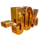 3d Gold 50 Fifty Percent Sign Stock Photo