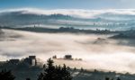 Pienza, Tuscany/italy - May 22 : Sunrise Over Val D"orcia In Tus Stock Photo