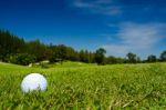 A Glof Ball In  A Beatiful View Stock Photo