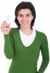 Woman Holding Lightbulb Stock Photo