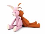 Rabbit Dolls Isolated Stock Photo