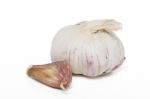 Single Garlic Bulb Stock Photo