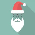 Hat, Beard, Mustache And Glasses Of Santa Stock Photo