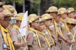 Student 11-12 Years Old, Scout Assembly, Teepangkorn Scout Camp In Samut Sakhon Thailand Stock Photo