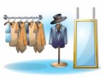 Cartoon  Illustration Interior Clothing Room With Separated Layers Stock Photo