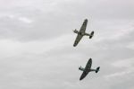 Supermarine Spitfire Pr Xi Pl965 And Hawker Hurricane Mk.iib Stock Photo