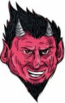 Demon Horns Goatee Head Drawing Stock Photo