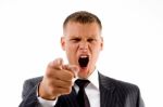 Portrait Of Shouting Businessman Stock Photo