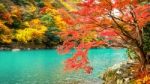 Arashiyama In Autumn Season Along The River In Kyoto, Japan Stock Photo