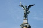 Angel On Top Of A Column On The Cechuv Most Bridge In Prague Stock Photo