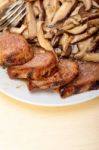 Venison Deer Game Filet And Wild Mushrooms Stock Photo