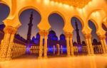 Sheikh Zayed Grand Mosque In Abu Dhabi, Uae At Night Stock Photo