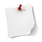 White Note With Red Pin Stock Photo