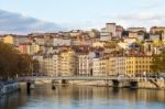 River Scene In The City Of Lyon Stock Photo