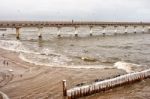 Storm At Sea In Winter Stock Photo