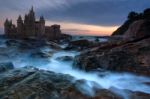 Castle with rocks Stock Photo