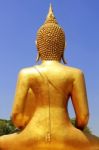 Back Of Golden Buddha Statue Stock Photo