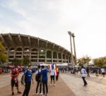 The Thai Fan Were Waiting For The Football Match Stock Photo